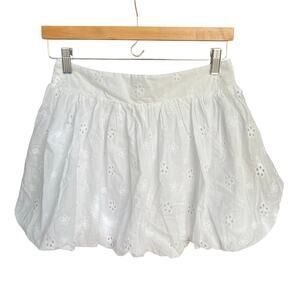 Passport White Eyelet Embroidered Cotton Mini Skirt Women’s Size L